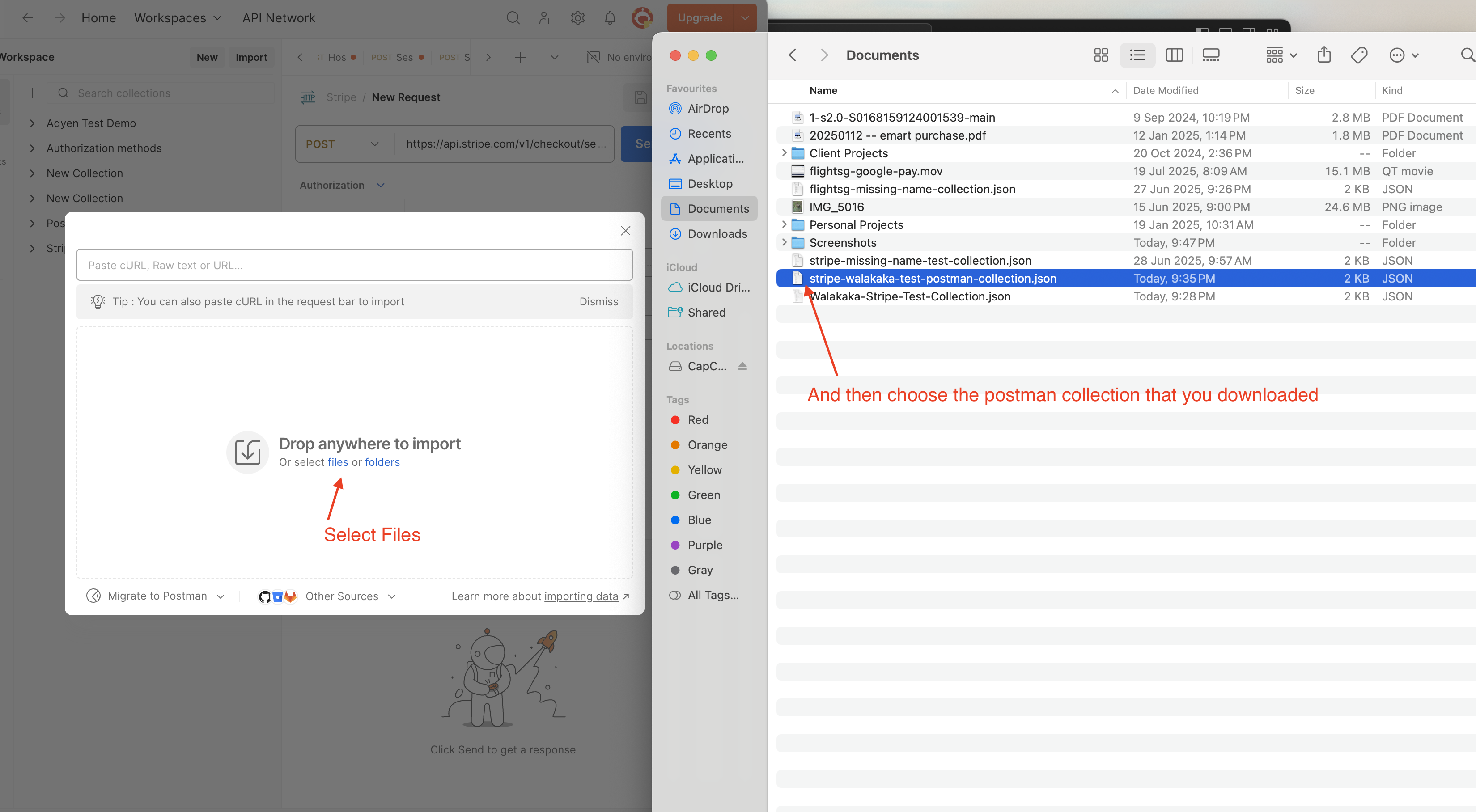 image of selecting downloaded imported collection